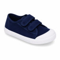 BAREFOOT Kids sneaker shoes laceless in navy blue cotton canvas