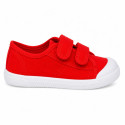 BAREFOOT Kids sneaker shoes laceless in red cotton canvas