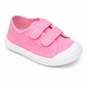 Zapatilla BAREFOOT niños sin cordones en lona en color chicle