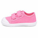 Zapatilla BAREFOOT niños sin cordones en lona en color chicle