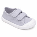 Zapatilla BAREFOOT niños sin cordones en lona en color gris