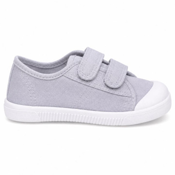 Zapatilla BAREFOOT niños sin cordones en lona en color gris