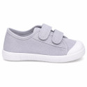 Zapatilla BAREFOOT niños sin cordones en lona en color gris