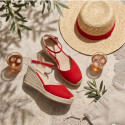 Red Suede Women Medium Wedge Espadrilles