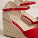 Red Suede Women Medium Wedge Espadrilles