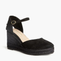 Black Suede Women Medium Wedge Espadrilles