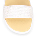 Sandalia Barefoot Blanca con Pala de Lentejuelas – OKAA FLEX