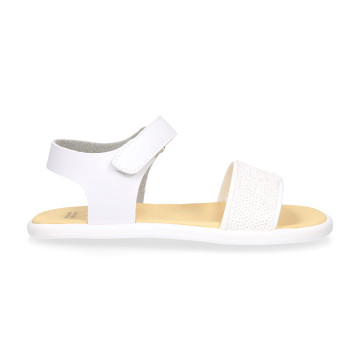 Sandalia Barefoot Blanca con Pala de Lentejuelas – OKAA FLEX
