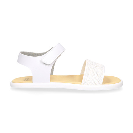 Sandalia Barefoot Blanca con Pala de Lentejuelas – OKAA FLEX