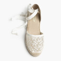 Women’s Lace Espadrilles with Ankle Ribbons – White