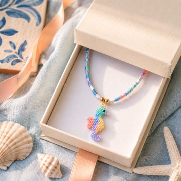 Sea Horse Choker with English Floral Cord