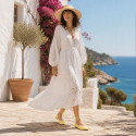 Lemon color Crochet Woman Ballet Flats with Ankle Ties