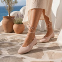 Bailarina de crochet con cintas al tobillo – Nude