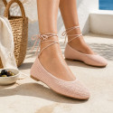 Bailarina de crochet con cintas al tobillo – Nude