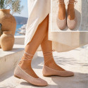 Bailarina de crochet con cintas al tobillo – Nude