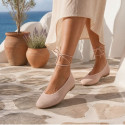 Bailarina de crochet con cintas al tobillo – Nude