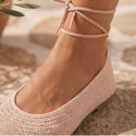 Bailarina de crochet con cintas al tobillo – Nude