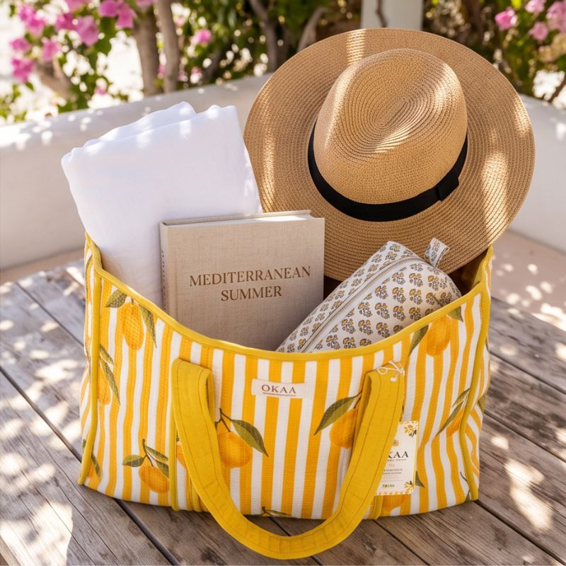 Mediterranean Lemon Tote Bag & Toiletry Bags | OKAA BB006 | OkaaSpain