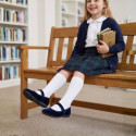 Navy Velvet Mary Jane Shoes with Hook-and-Loop Fastening | Made in Spain