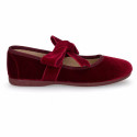 Burgundy Velvet Mary Jane with Bow | Made in Spain