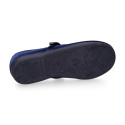 Mercedita de Terciopelo Azul Marino con Cierre Adherente | Made in Spain