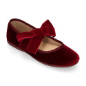 Burgundy Velvet Mary Jane with Bow | Made in Spain