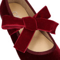 Burgundy Velvet Mary Jane with Bow | Made in Spain