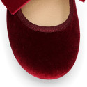 Burgundy Velvet Mary Jane with Bow | Made in Spain