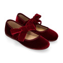 Burgundy Velvet Mary Jane with Bow | Made in Spain