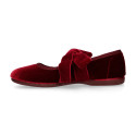 Burgundy Velvet Mary Jane with Bow | Made in Spain