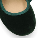 Deep green Velvet Mary Jane with Bow | Made in Spain