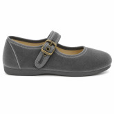 Mercedita de Terciopelo Gris con Hebilla – Niña