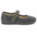 Girls’ Grey Velvet Mary Jane Shoes with Buckle
