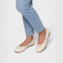 Soft Nappa leather classic girl ballet flats with adjustable ribbon in Ivory color.