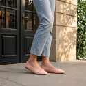 Soft Nappa leather classic girl ballet flats with adjustable ribbon in Nude color.