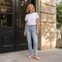 Soft Nappa leather classic girl ballet flats with adjustable ribbon in Nude color.