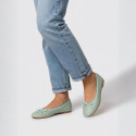 Soft Nappa leather classic girl ballet flats with adjustable ribbon in MInt color.
