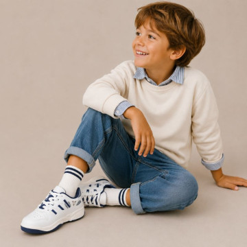 Kids School sneakers shoes with laces in large sizes.