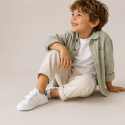 Washable Nappa leather Fashion OKAA kids School tennis shoes laceless.