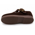Brown Velvet T-Strap Shoes for Kids with Buckle – Made in Spain
