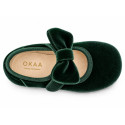 Girls’ Velvet Mary Jane Shoes with Bow & Hook-and-Loop Fastening | Sizes 18-26