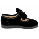 Girls’ Velvet Mary Jane Shoes with Bow & Hook-and-Loop Fastening | Sizes 18-26