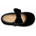 Girls’ Velvet Mary Jane Shoes with Bow & Hook-and-Loop Fastening | Sizes 18-26