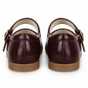 Girls’ Burgundy Patent Leather Mary Janes with Buckle | Made in Spain