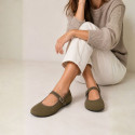 Women’s Barefoot Mary Jane Shoes – Olive Green | OKAA FLEX