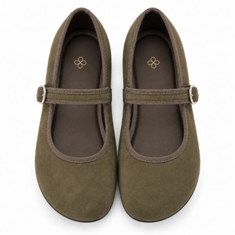 Women’s Barefoot Mary Jane Shoes – Olive Green | OKAA FLEX