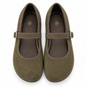 Women’s Barefoot Mary Jane Shoes – Olive Green | OKAA FLEX
