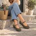 Women’s Barefoot Mary Jane Shoes – Olive Green | OKAA FLEX