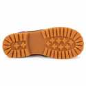 Boys' Tan leather Boat Shoes with Hook-and-Loop Fastening – School Shoes