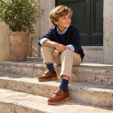 Boys' Tan leather Boat Shoes with Hook-and-Loop Fastening – School Shoes